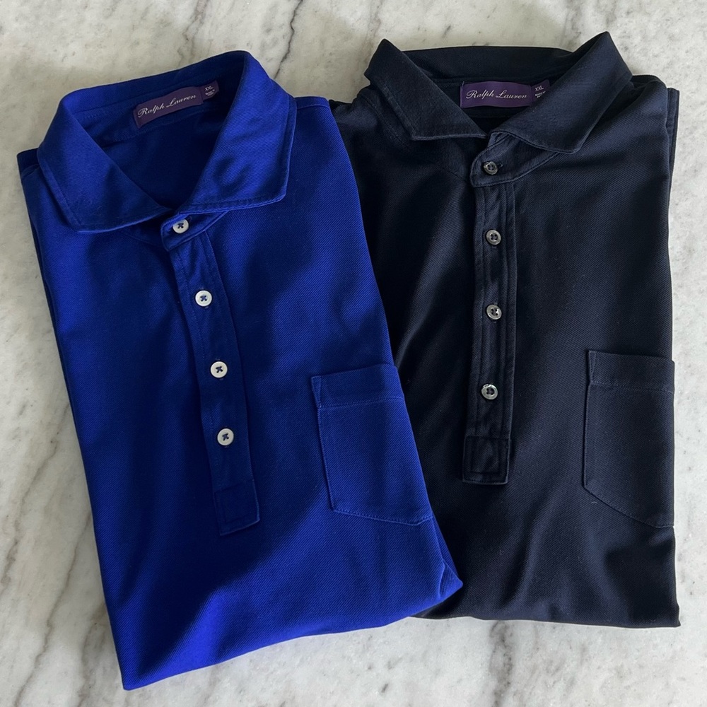 Lot of 2 Ralph Lauren Purple Label Pocket Polos ~ XXL